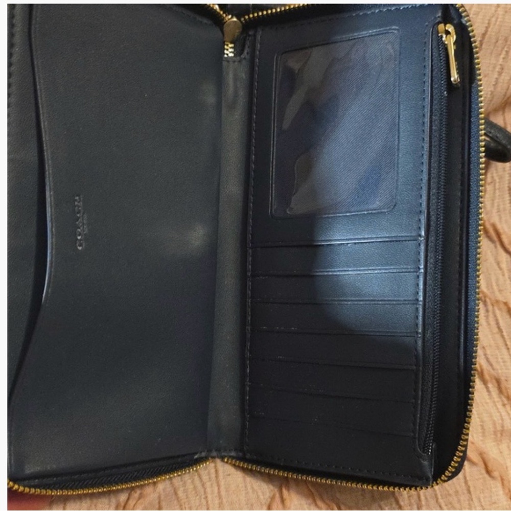 Coach Checkered Wallet in Navy and Cream - Picture 2 of 3